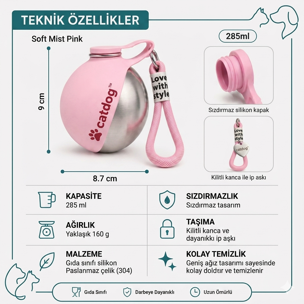 CatDog™Çelik Köpek Yürüyüş Matarası
